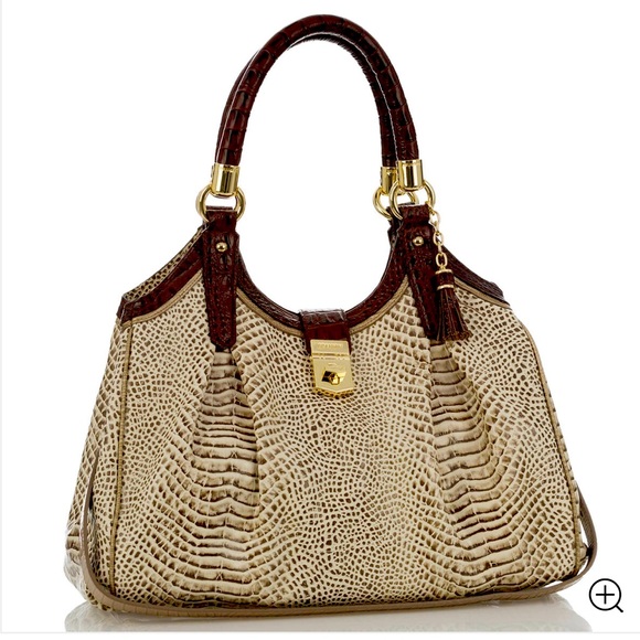 Brahmin Elisa Hobo Bag in Creme Rhodes Tri-Texture lizzard croc embossed🌹 - Picture 4 of 11